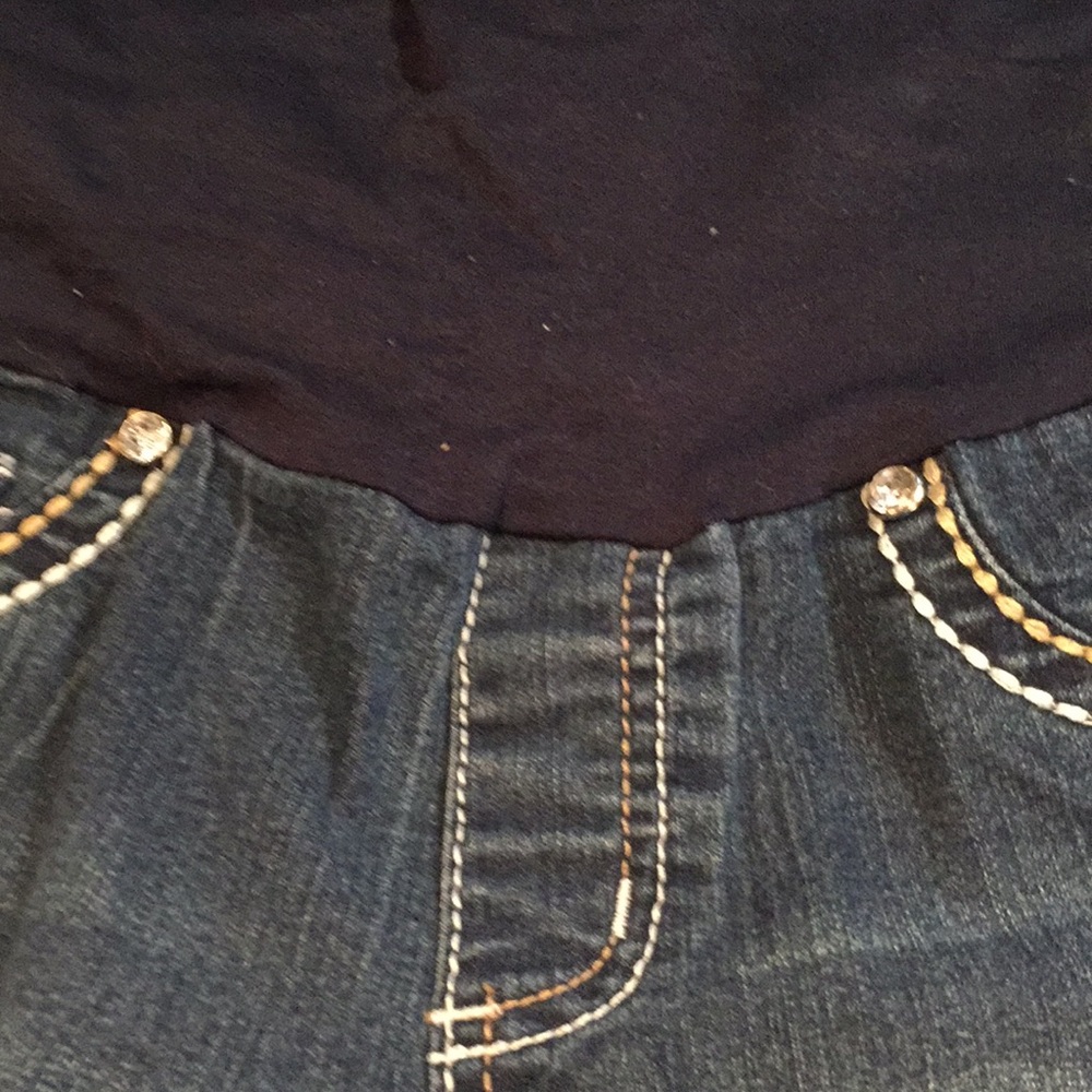 Denim bling maternity capri, size medium